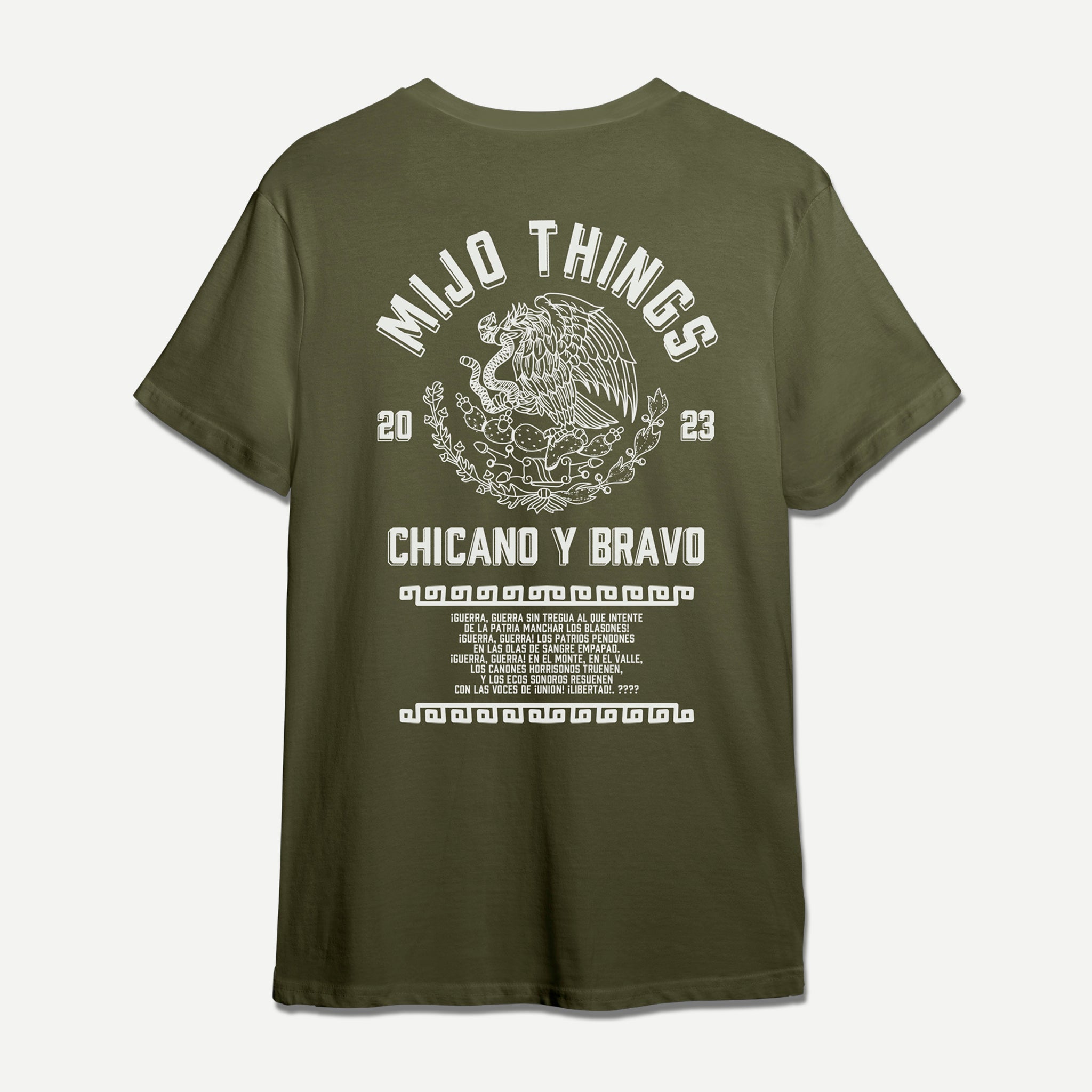 Mijo Things - Chicano Y Bravo Olive Short Sleeve T-Shirt